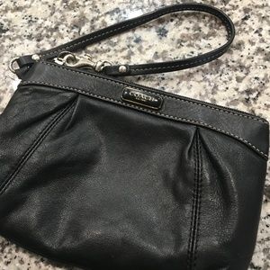 Coach black leather wristlet